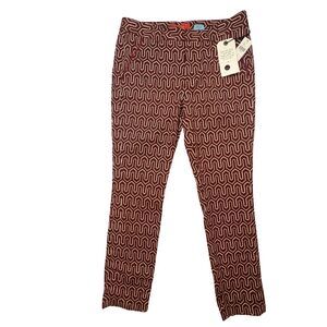 Anthropology Cartonnier Ankle Pants Womens 8 Charlie Trouser Red Moracin Print